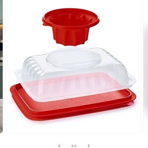 Tupperware Red and Clear Jelly Mold Set